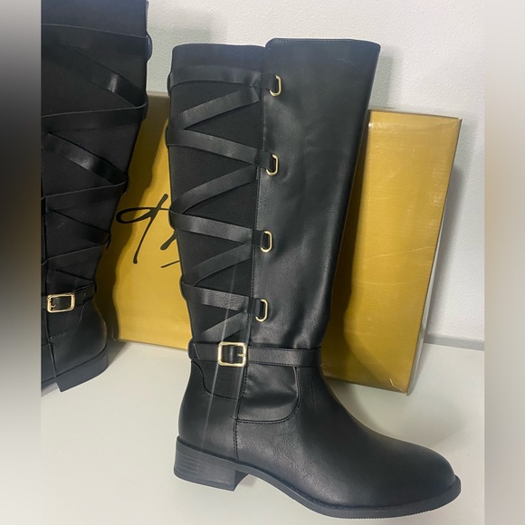 Thalia Sodi Women’s Sz 8.5 Wide Over the Knee Boots Veronikap Black - Picture 2 of 8